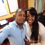 Former Inooro TV presenter Ken WaKuraya with Senior Citizen TV News anchor, Lillian Muli