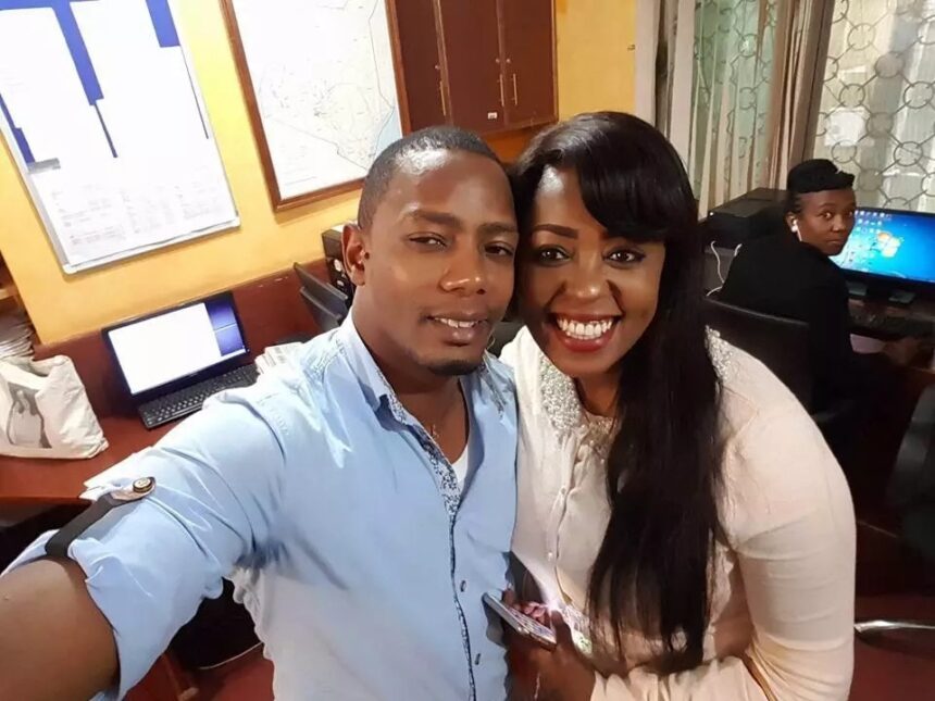 Former Inooro TV presenter Ken WaKuraya with Senior Citizen TV News anchor, Lillian Muli