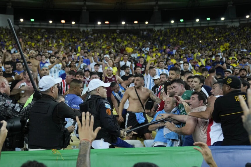 Argentina vs Brazil game delayed for 27 minutes as rival fans clash