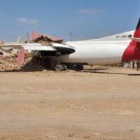 A Jetways Airlines Fokker 50 cargo aircraft crashed at Ceelbarde Airport in Somalia
